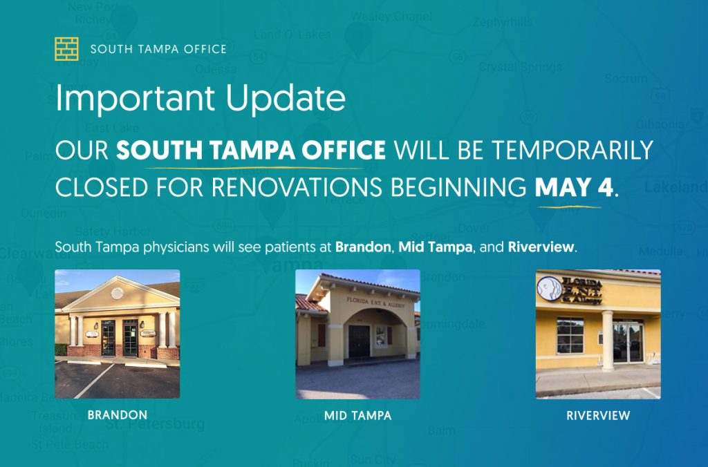 South Tampa Office Temporarily Closing May 4: Find Your Provider's New Location